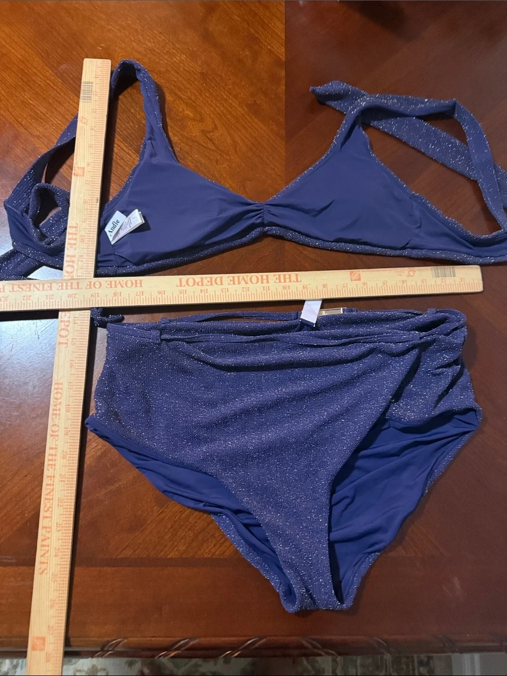 Anthropologie Shimmery Indigo Purple Bikini Set Andie Sz L/ XL